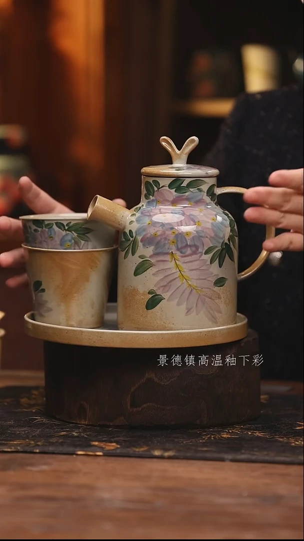 陶瓷景德镇高温釉下手绘陶瓷@L690@