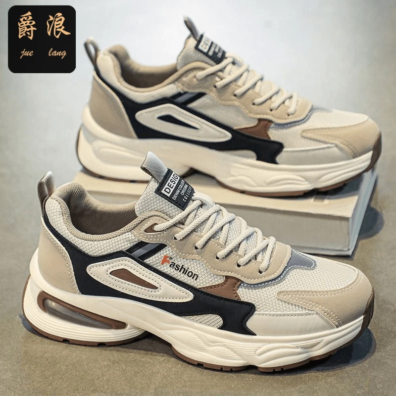 春季男鞋新款透气网面青少年运动鞋韩版潮流百搭厚底休闲老爹潮鞋