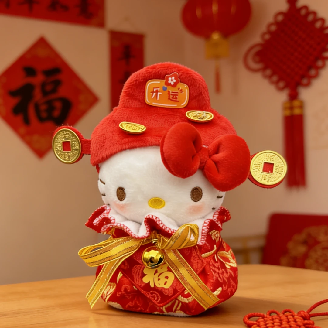 【二创】正版三丽鸥HelloKitty 小财神福袋 包包挂件可爱毛绒挂饰