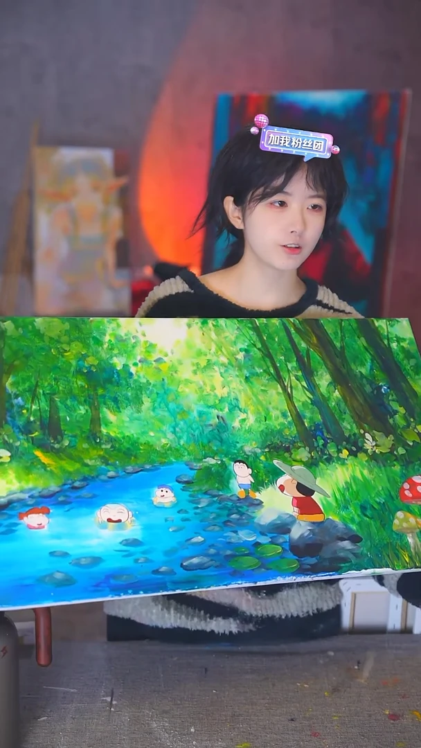 油画T****z大尺寸蜡笔小新丙烯画纯手绘