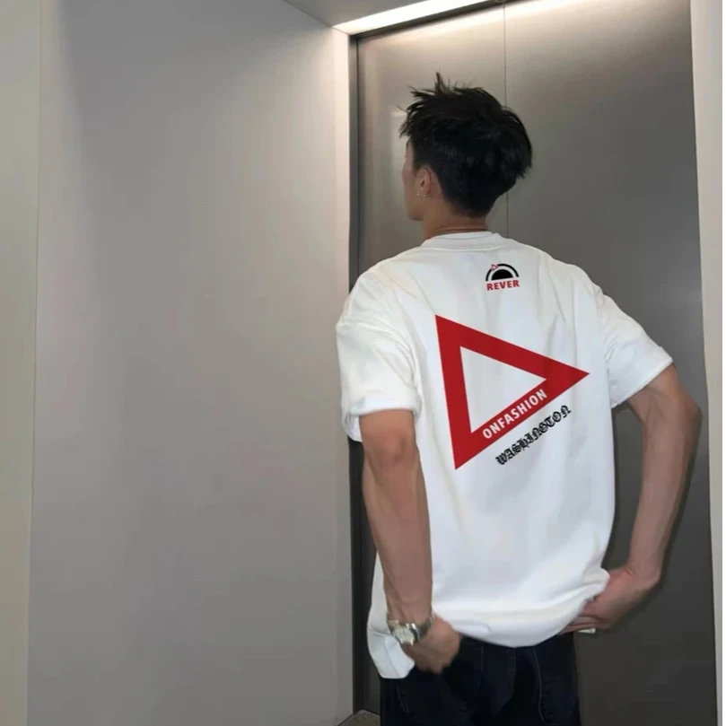 重磅纯棉潮牌创意短袖T恤复古印花男夏季圆领宽松休闲百搭上衣ins