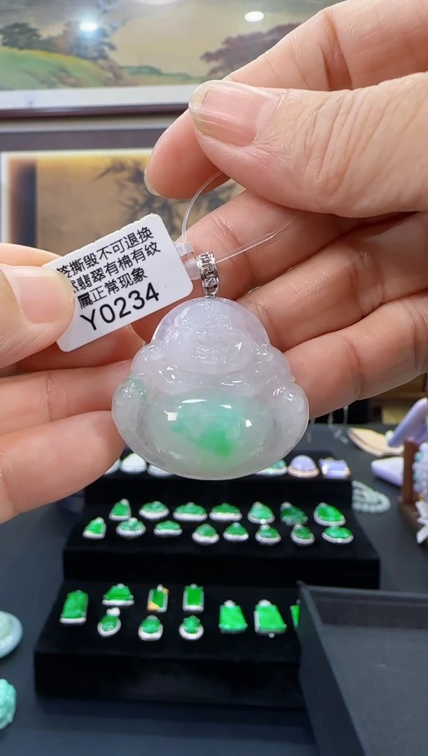 颈饰18K金镶嵌翡翠Y0234佛公