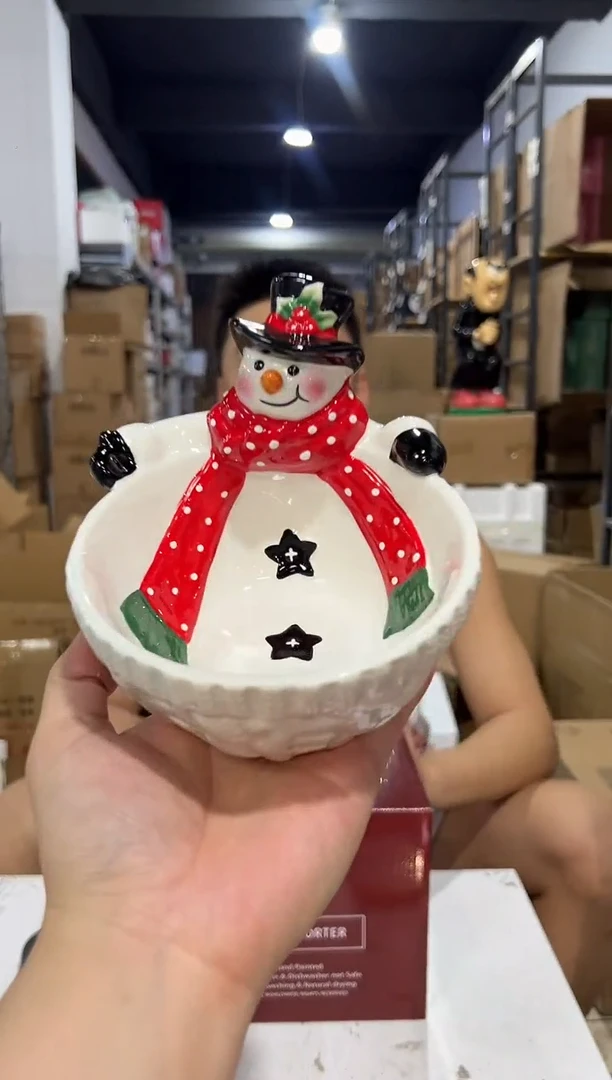 瓷片陶瓷原盒雪人碗