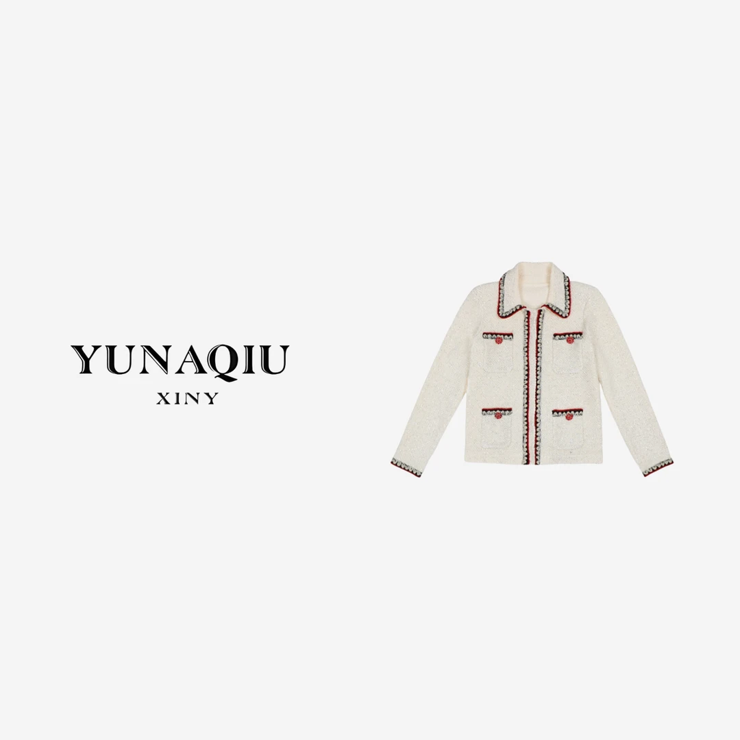 YUNAQIU-时尚休闲夏季百搭经典小香风单排扣针织长袖-8396