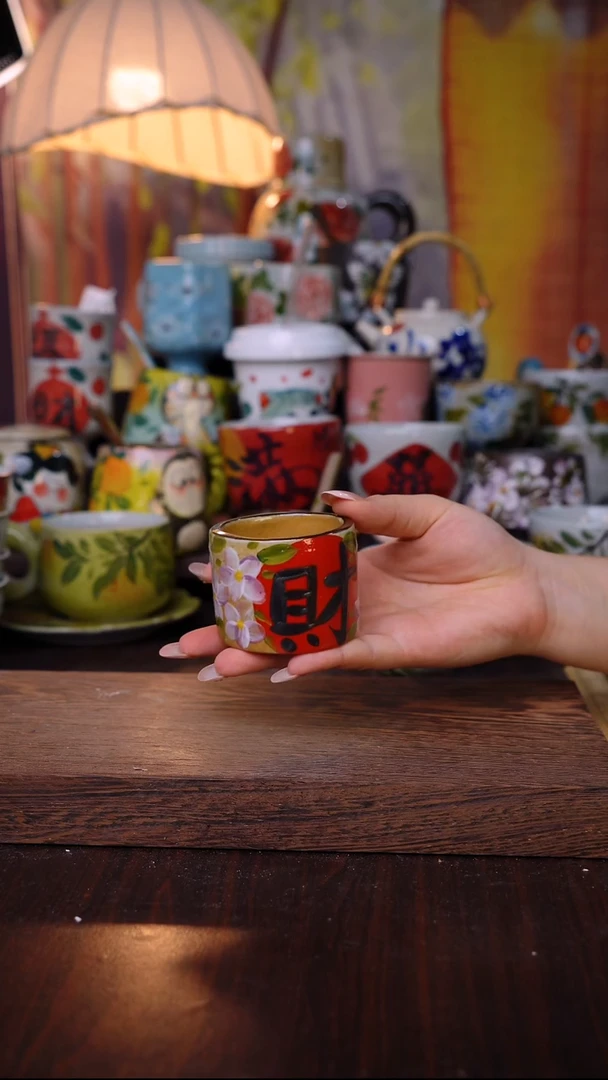 杯子陶泥垚手作 景德镇手工手绘陶瓷器物