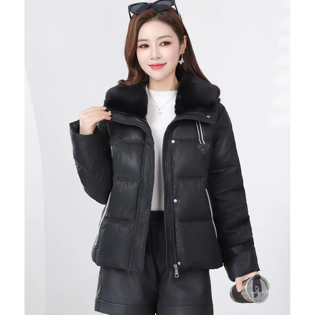 96#冬季新款时尚减龄气质显瘦时尚保暖毛领可脱卸短款棉服