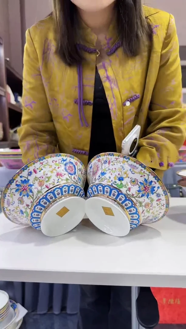 珐琅 6英寸元宝碗2个景德镇陶瓷