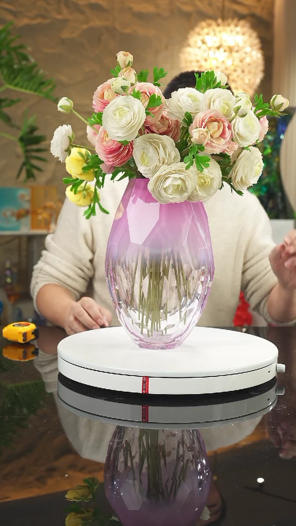 【闪购商品】摆件粉色渐变切面花瓶摆件