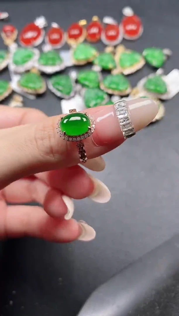 银S925镶嵌戒指翡翠51511