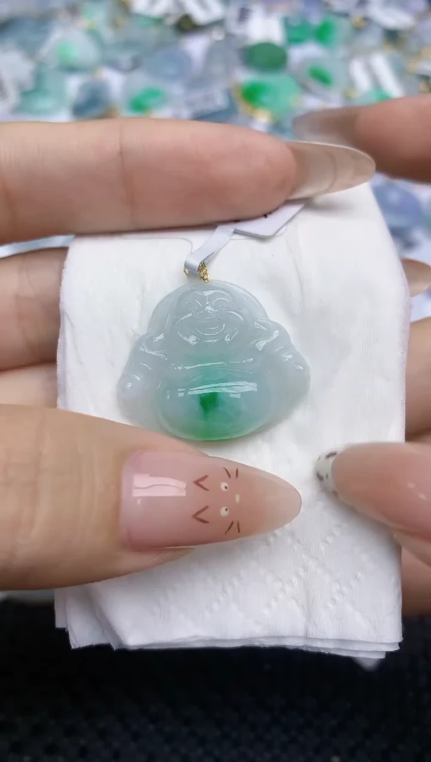 翡翠18K金镶嵌颈饰535   天然翡翠A货