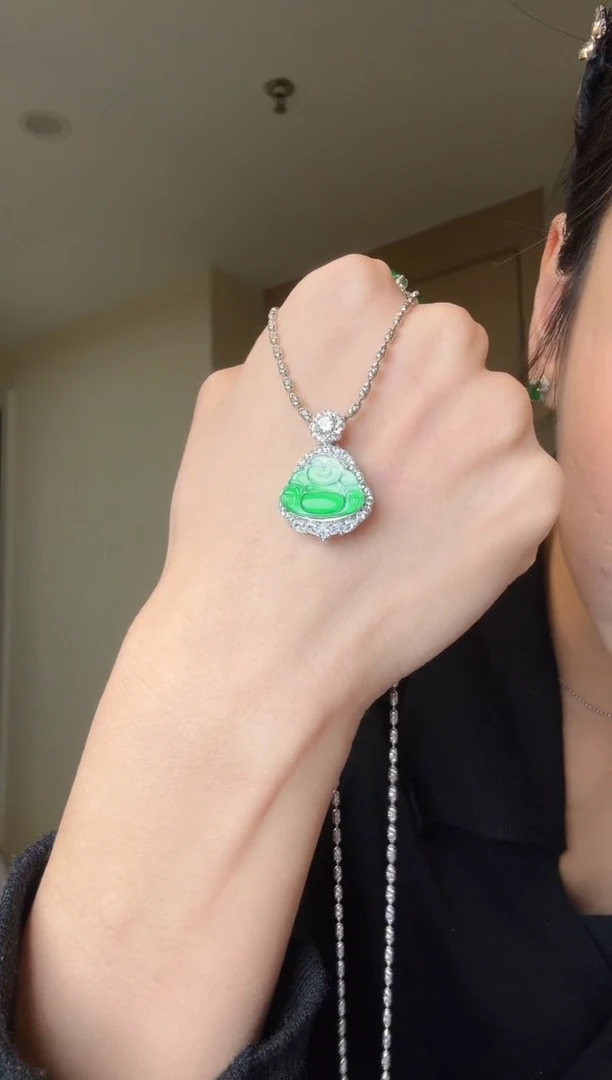 【闪购商品】翡翠吊坠(不含链)银S925镶嵌天然翡翠吊坠1