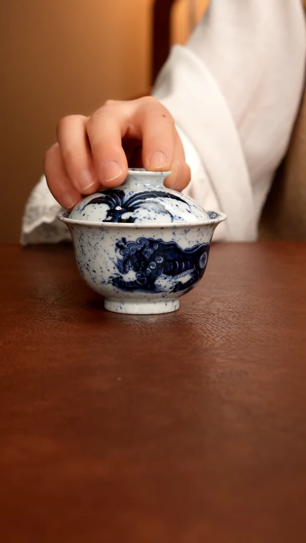 摆件陶景德镇瓷器，青花瓷手绘茶具~