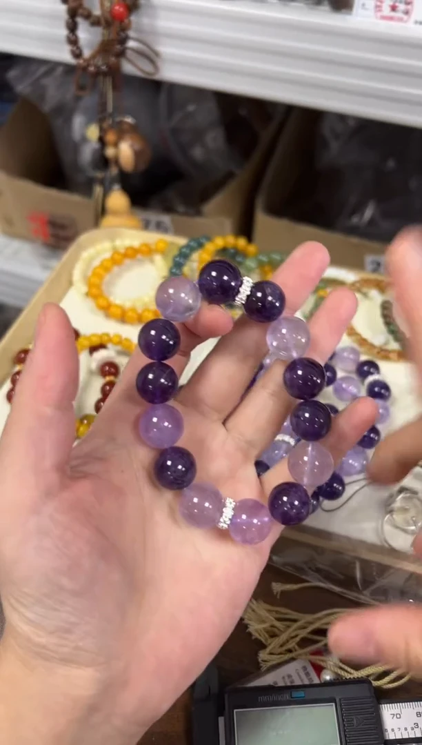 水晶手链未镶嵌孤品紫水晶大珠设计款手链[0564]