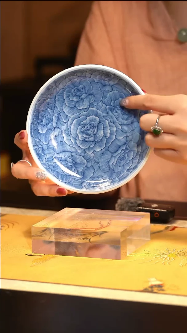 L雨后 湛蓝系列 白描玫瑰盘