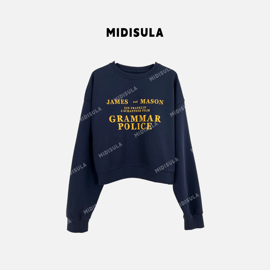 【H.MDSL】秋新款减龄圆领套头james字母款卫衣慵懒风显瘦卫衣#1309