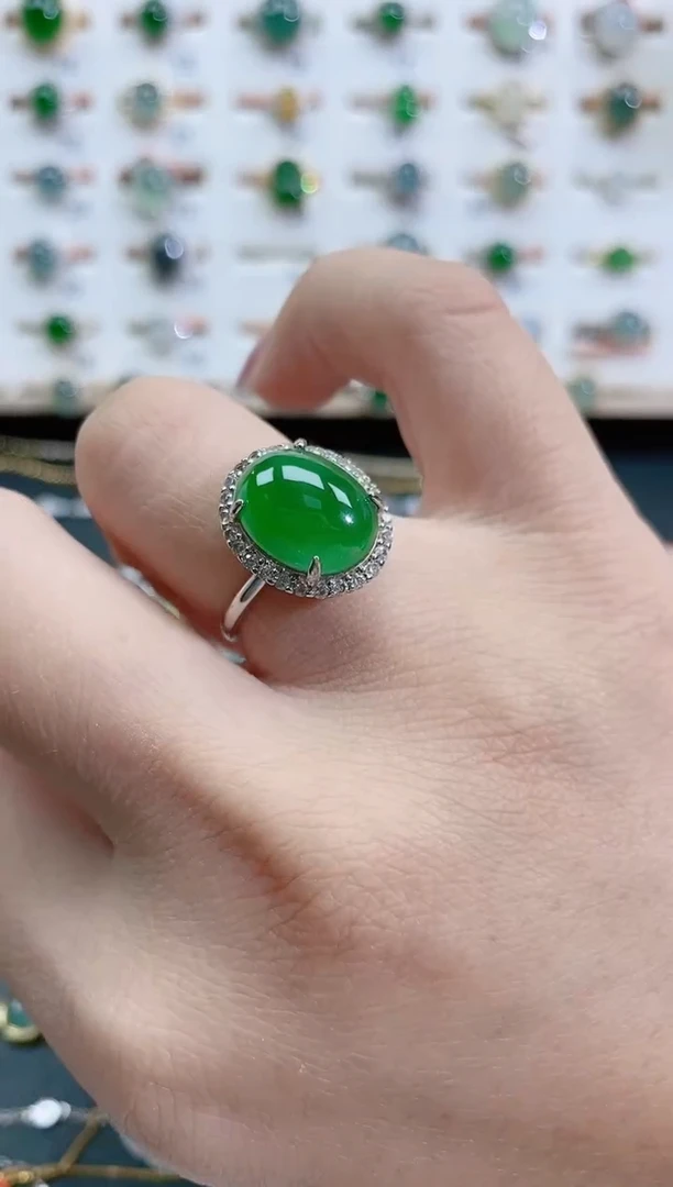 银S925镶嵌戒指翡翠天然翡翠