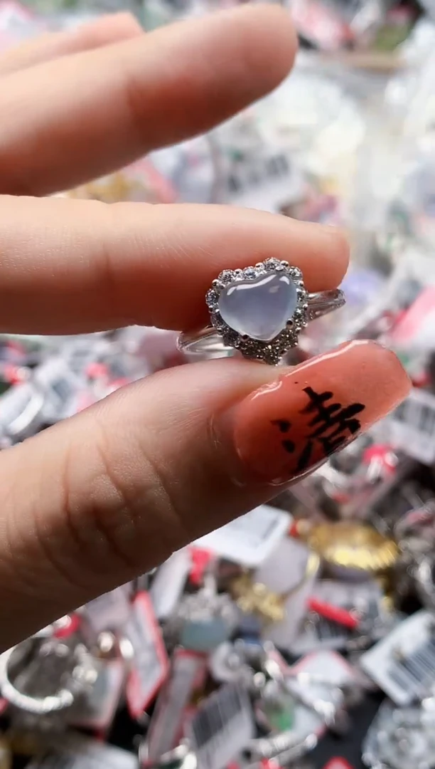 银S925镶嵌戒指翡翠天然A货缅甸翡翠