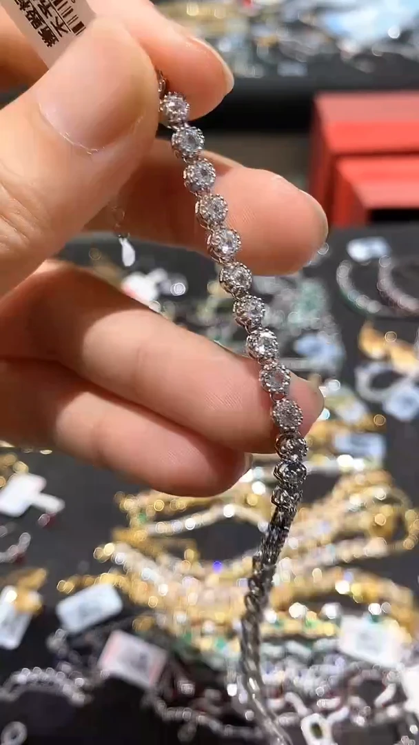 海蓝宝石手链银S925镶嵌手链