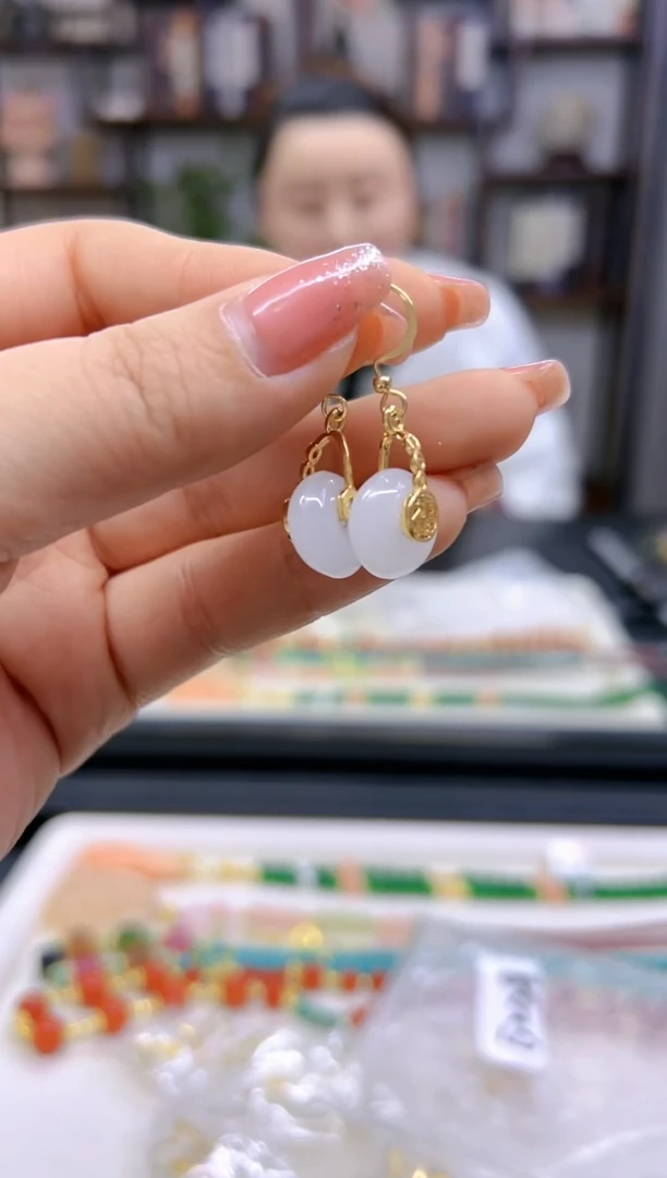 【闪购商品】和田玉（白玉）耳饰14K金镶嵌E228