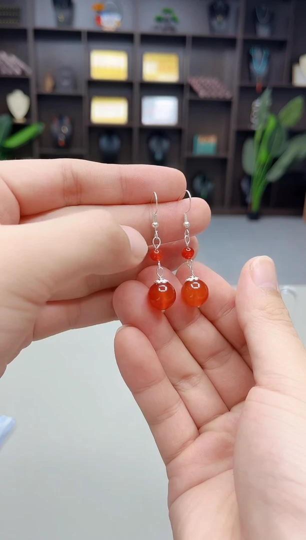 银S925镶嵌耳饰玛瑙/玉髓409000
