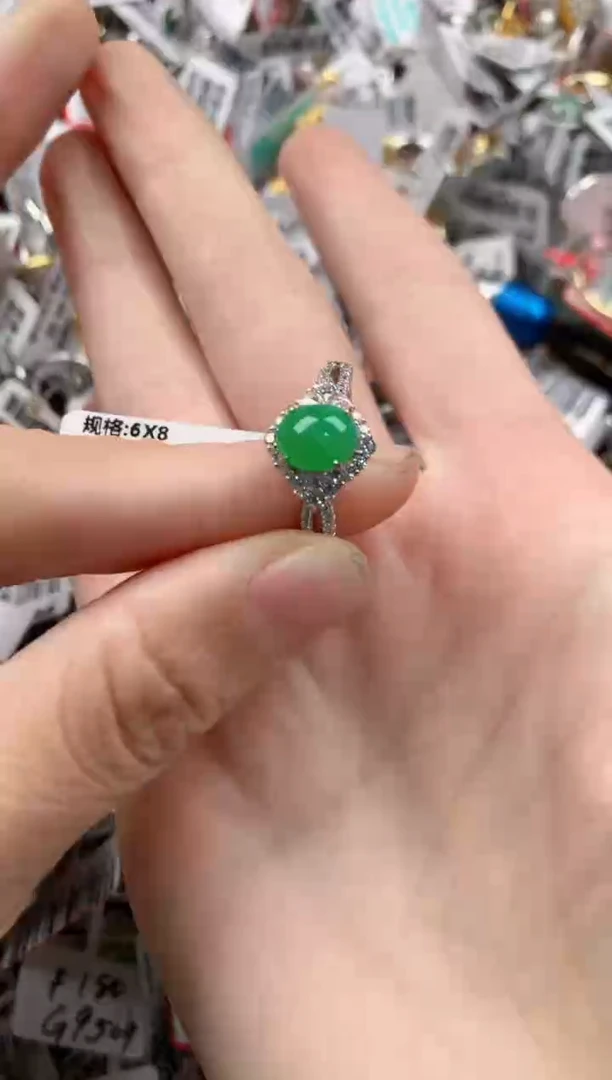 银S925镶嵌戒指翡翠 333  9