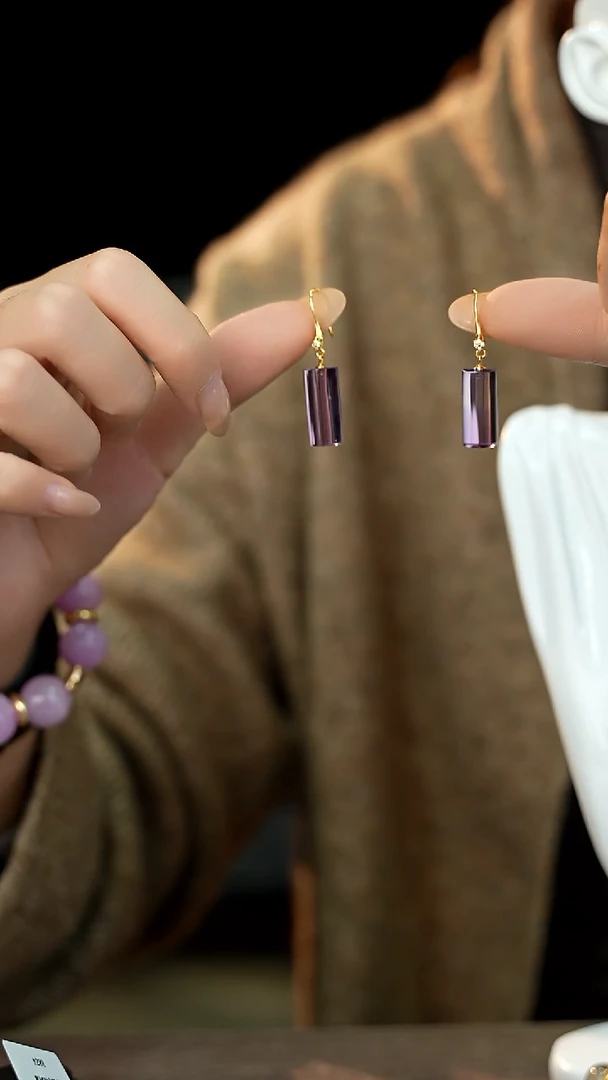 银S925镶嵌耳饰水晶07天然水晶耳饰