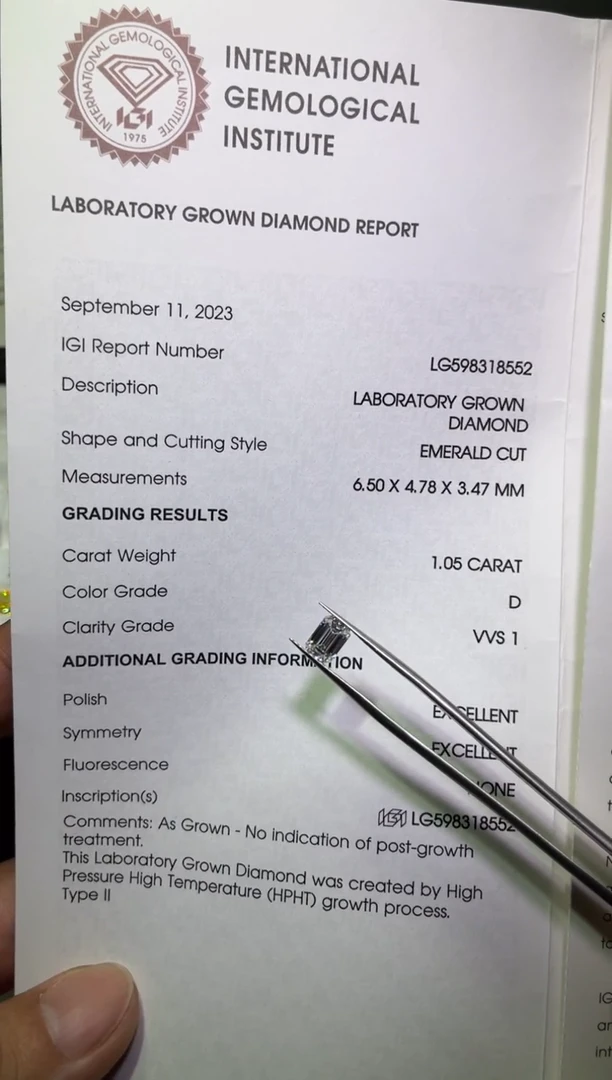 实验室培育钻石裸石未镶嵌长方形裸石