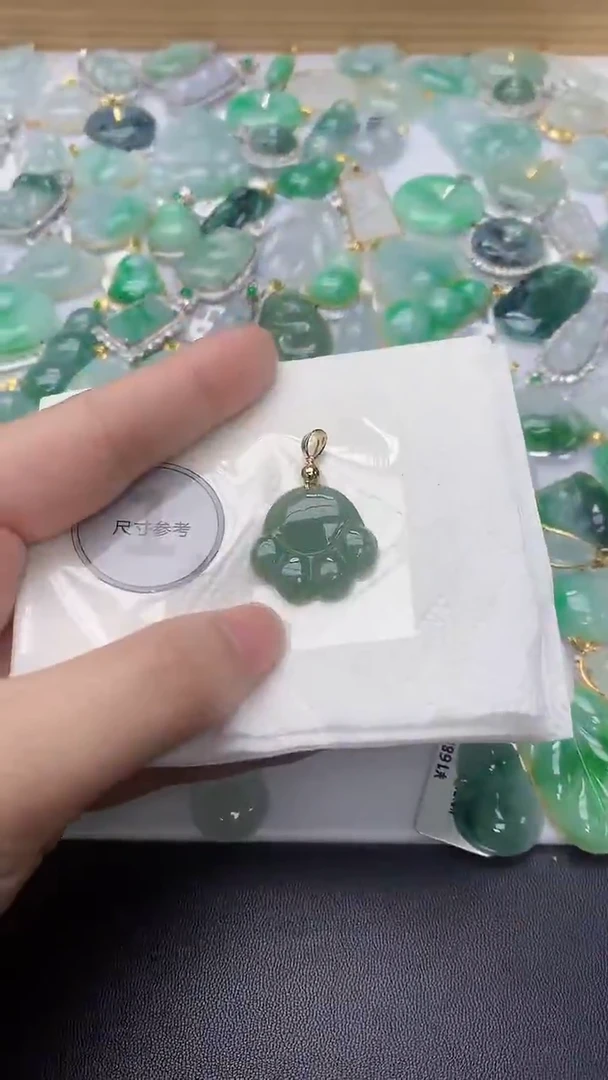 颈饰银S925镀金镶嵌翡翠天然缅甸A货百元以上9元证书费自理