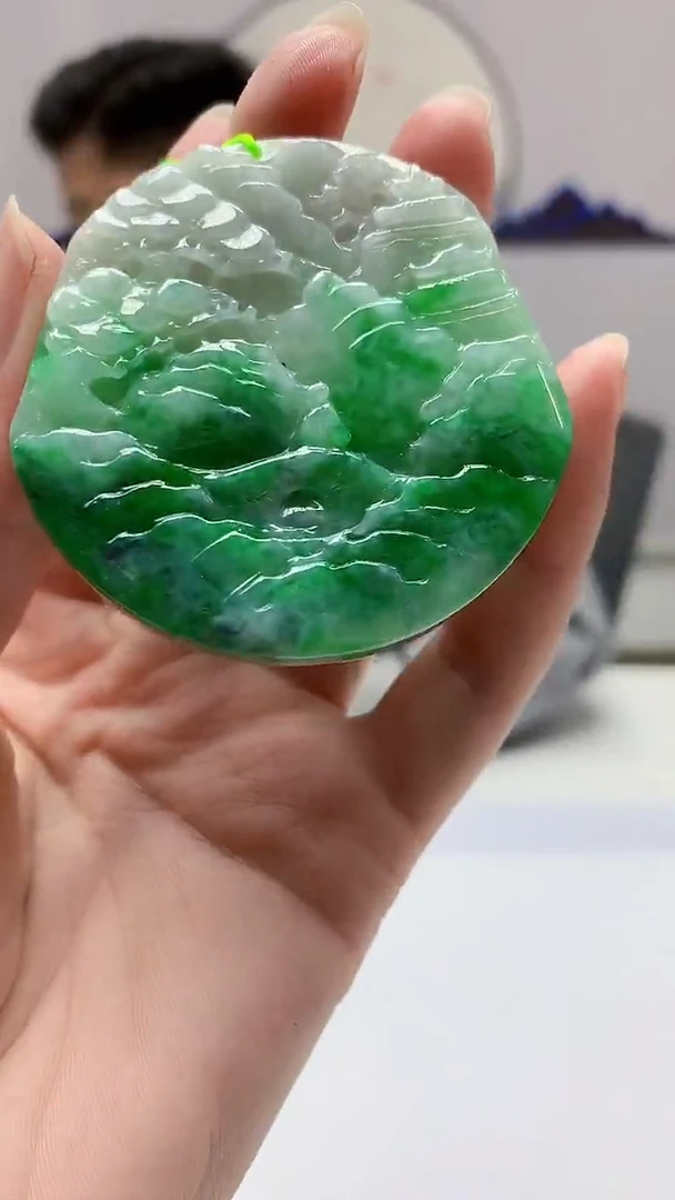 【闪购商品】定制翡翠未镶嵌4917zm-毛货挂件山水105