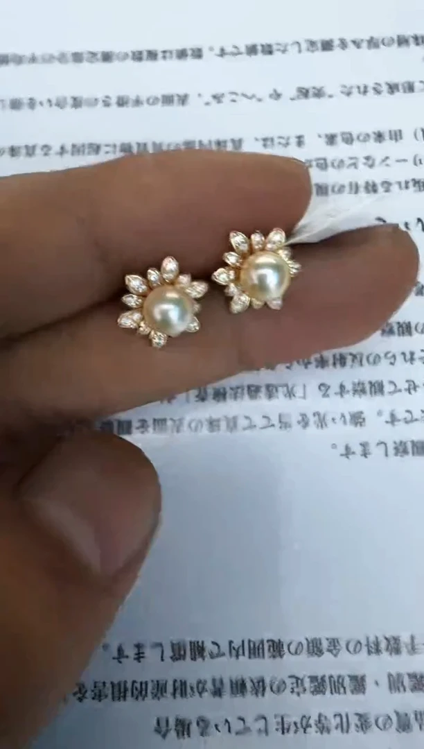 银S925镶嵌海水珍珠耳饰耳钉