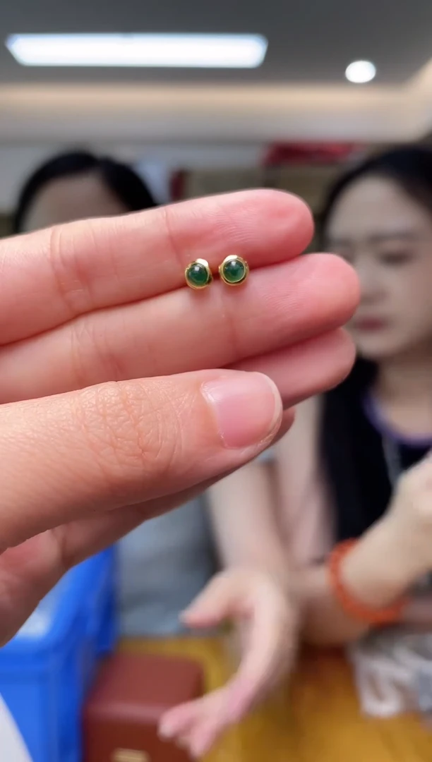 翡翠银S925镶嵌耳饰（多样性单个发货）