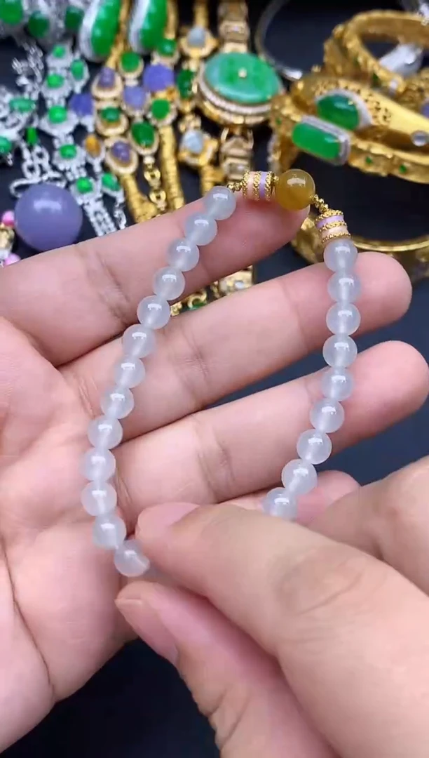 足金镶嵌手链翡翠384-春日珠宝
