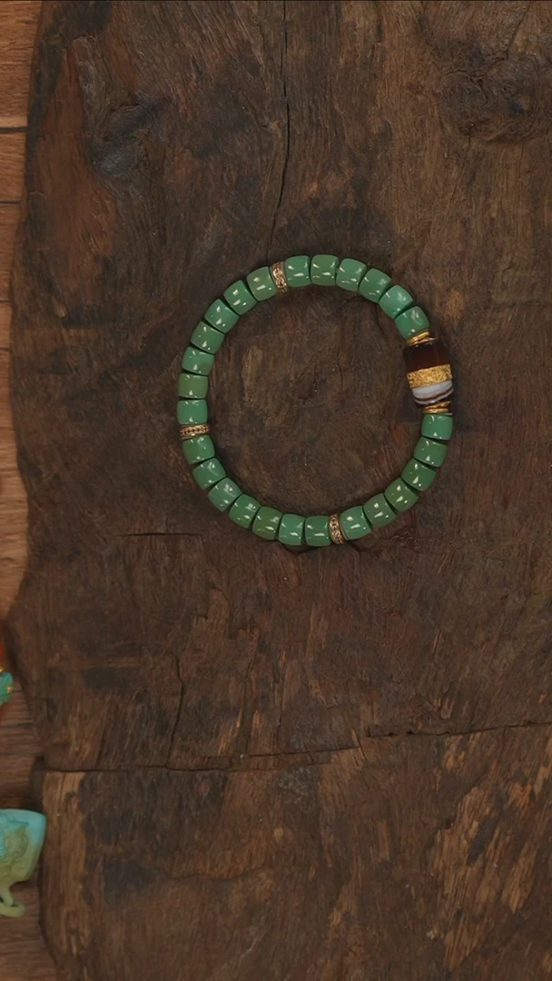 【闪购商品】绿松石手串18K金镶嵌S3003-定制-14.5手围