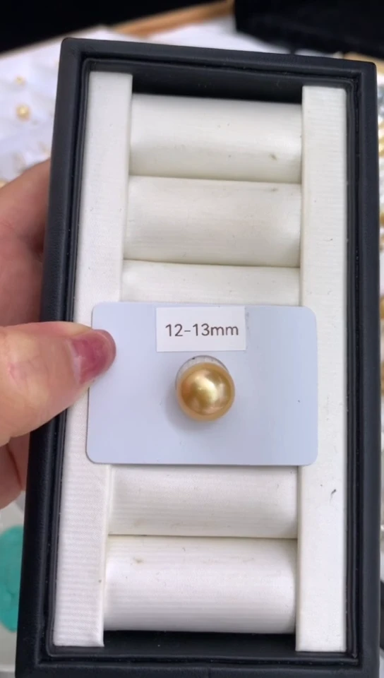 【闪购商品】定制淡水珍珠裸珠未镶嵌12-13mm金珠裸珠