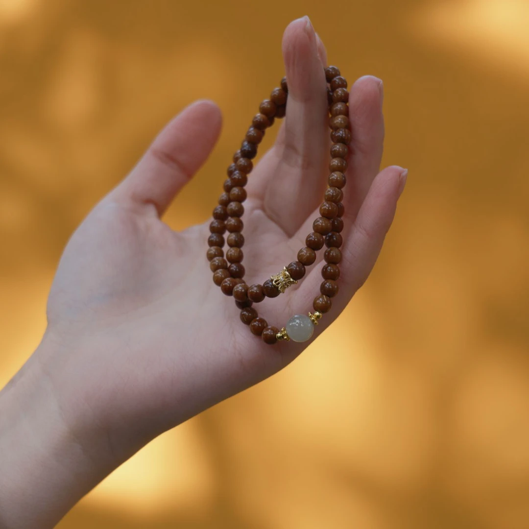 普陀山新款库克和田玉手串(0.5mm)