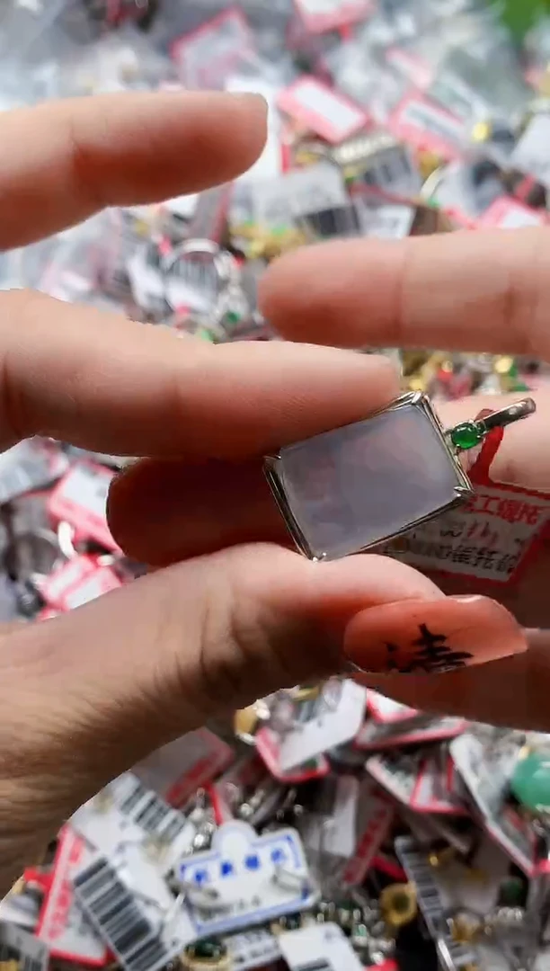 银S925镶嵌戒指翡翠天然A货缅甸翡翠