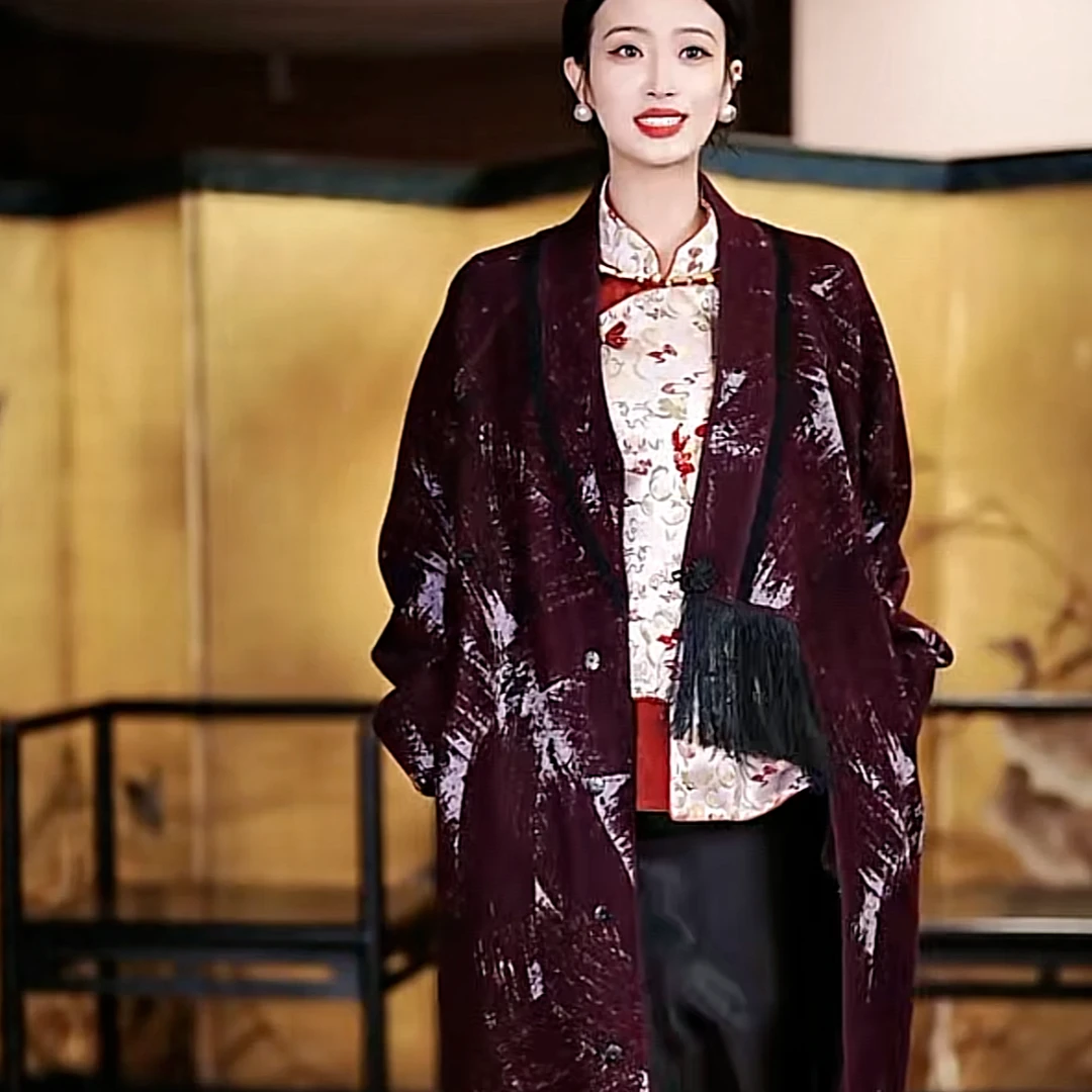 复古日记新中式国风女装宽松毛呢外套3177407