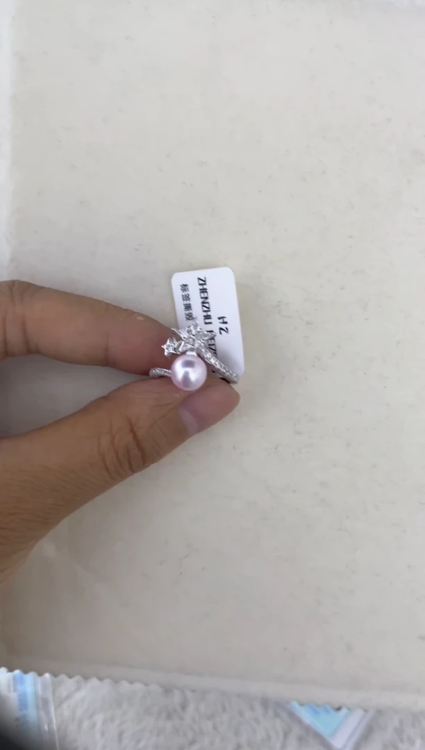 海水珍珠戒指银S925镶嵌戒指