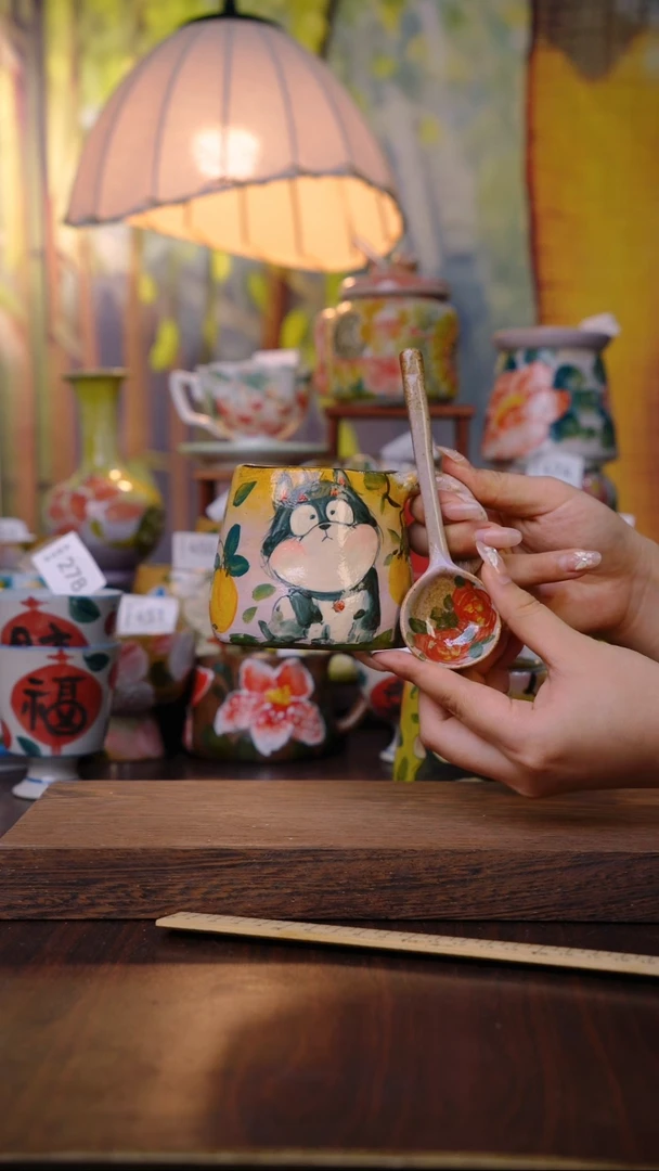 摆件暴****茄泥垚手作 景德镇手工手绘器物