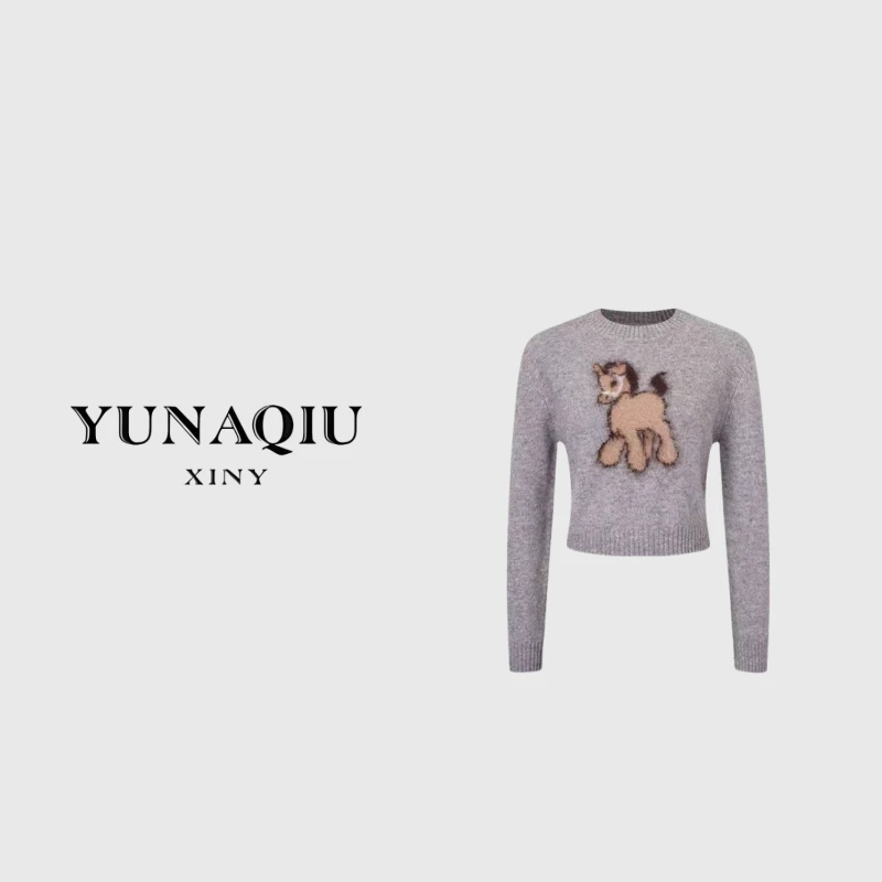 YUNAQIU-休闲设计师秋冬套头时尚长袖百搭针织衫-1007