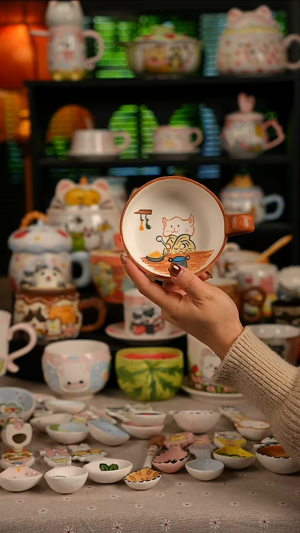 陶瓷无盖款景德镇高温釉下彩纯手绘创意瓷 默认微瑕 不退不换