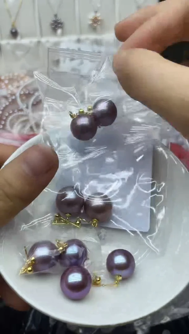 银S925镶嵌淡水珍珠耳饰耳钉多其性发其一