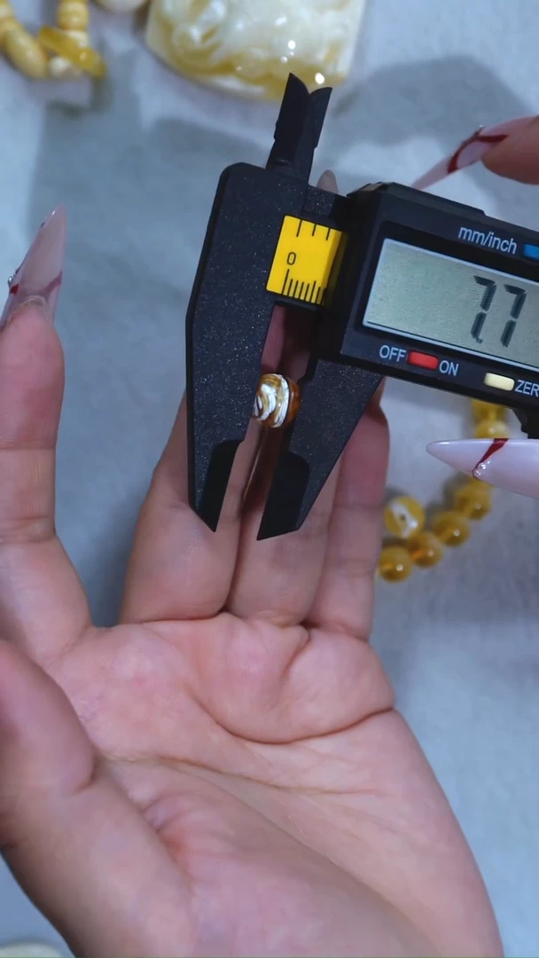 手链琥珀未镶嵌典藏级9mm漆瓷白彩沁妖孽