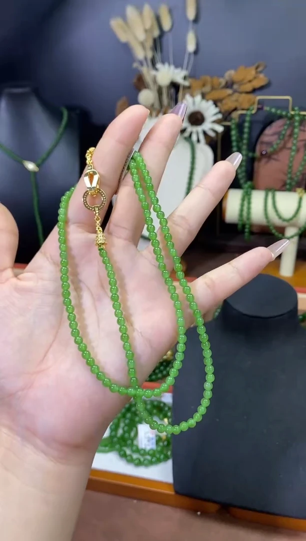 【闪购商品】和田玉（碧玉）颈饰未镶嵌4阳绿高货