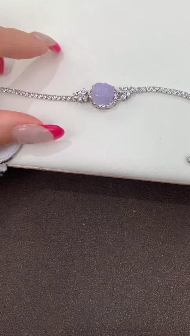 颈饰银S925镶嵌翡翠天然缅甸a货翡翠