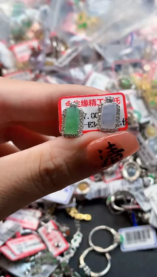 银S925镶嵌戒指翡翠天然A货缅甸翡翠