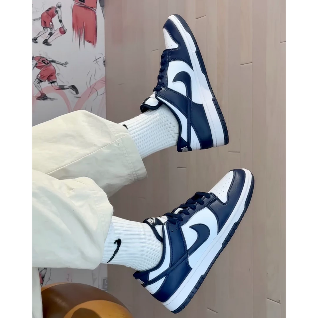 NIKE耐克跑者美学dunk low 男子蓝白经典休闲鞋 HF5441-107