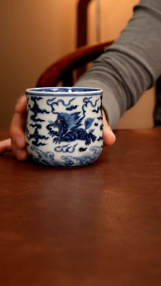 摆件陶景德镇瓷器，青花瓷手绘茶具~