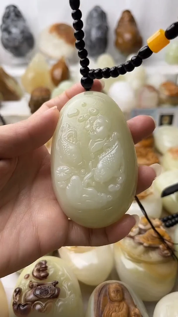 石材古青石棉纹正常不退换荷花鱼