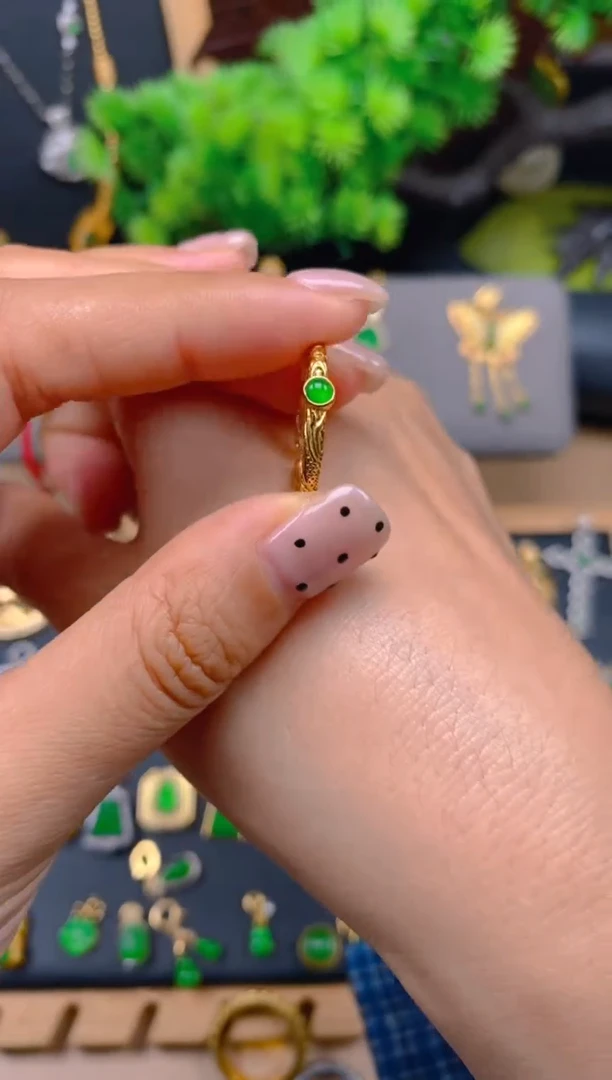 银S925镶嵌戒指翡翠花丝戒指